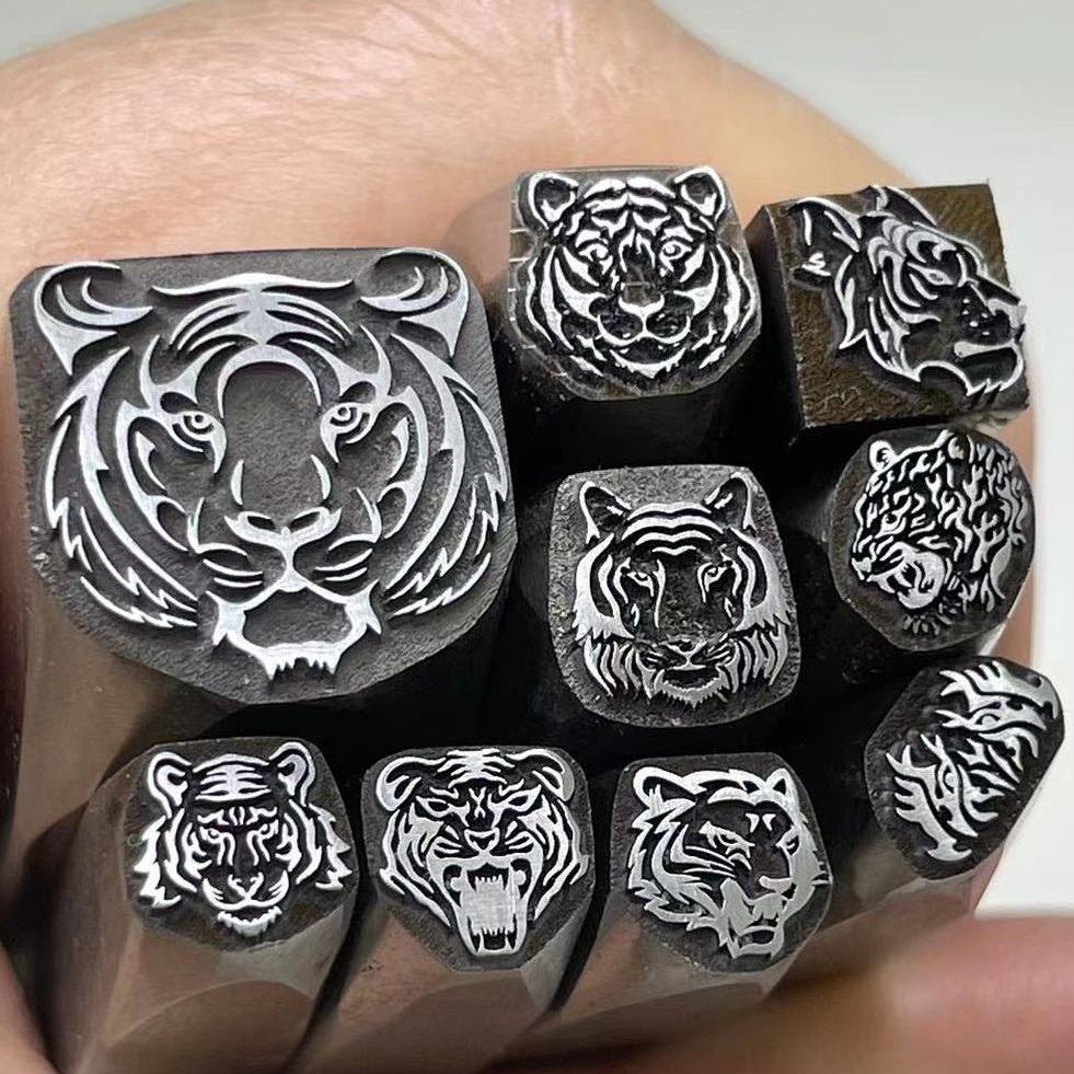 Leatherwork Embossing - Tiger Head Design Metal Punch Jewelry