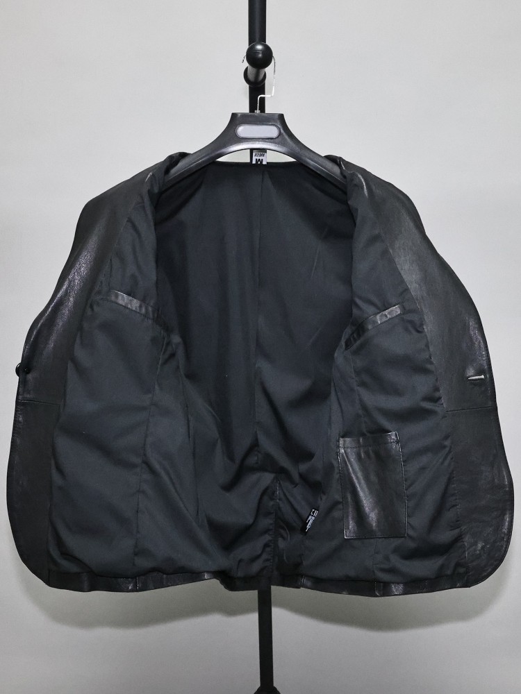 Slim Fit Solid Color Men Offic - Leather Work Jacket Mens ulasan dan harga