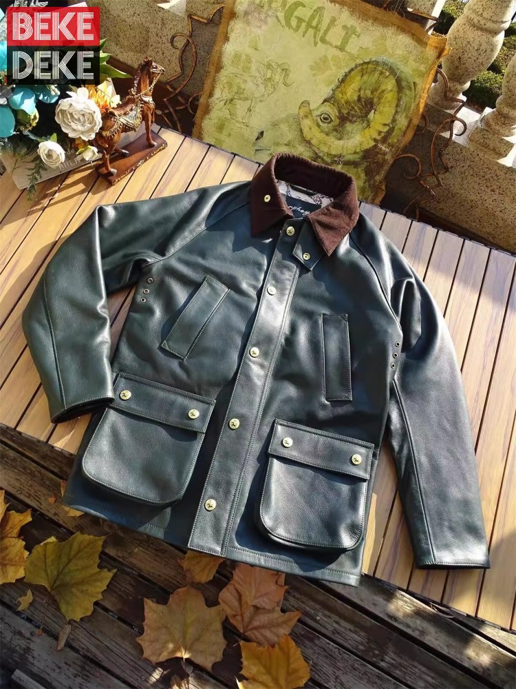 Mens Genuine Cow Leather Jacke - Leather Work Jacket Mens ulasan dan harga