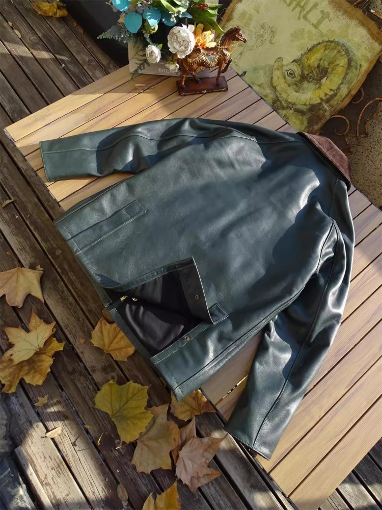Mens Genuine Cow Leather Jacke - Leather Work Jacket Mens ulasan dan harga