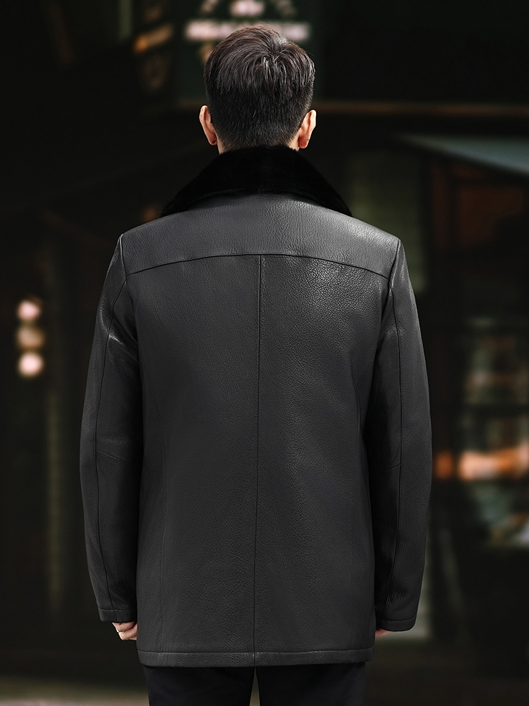 Luxury Men Winter Real Mink Fu - Leather Work Jacket Mens ulasan dan harga