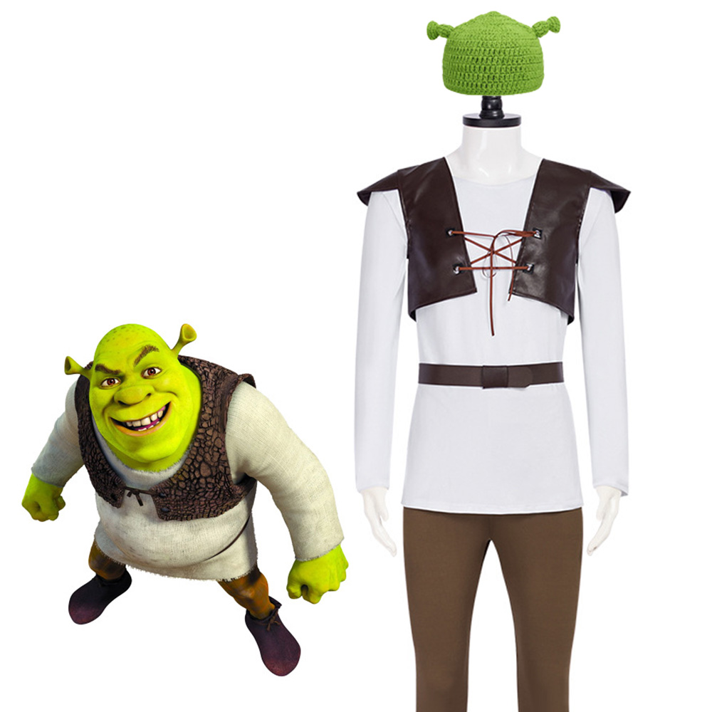 Shrek Cosplay Costumes Green H - Leather Work Vest ulasan dan harga