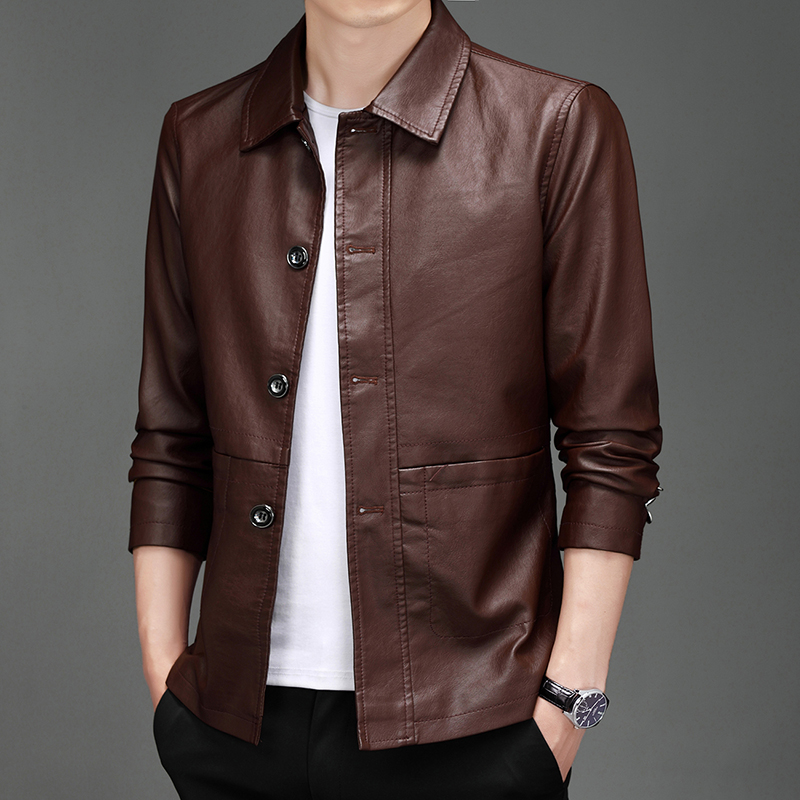 Autumn New Leather Suit Jacket - Leather Work Jacket Mens ulasan dan harga