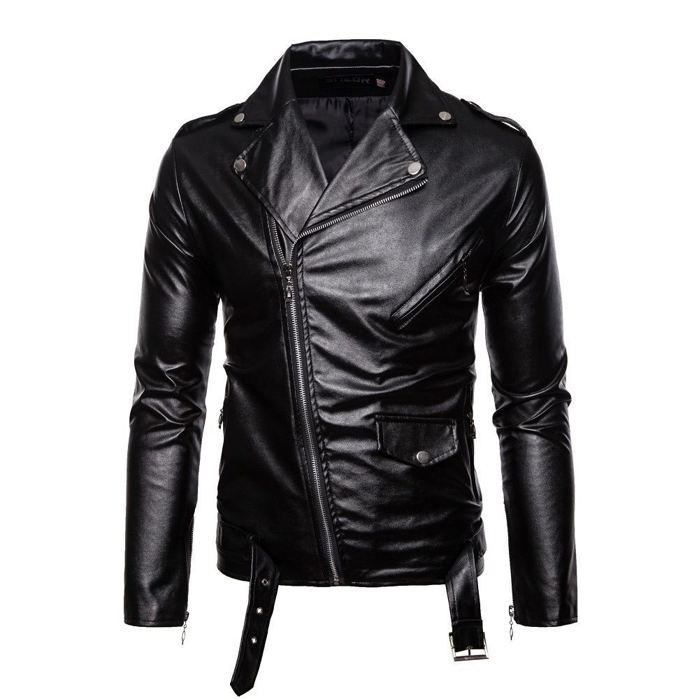 Pu Coats Men Faux Leather Jack - Leather Work Jacket Mens ulasan dan harga