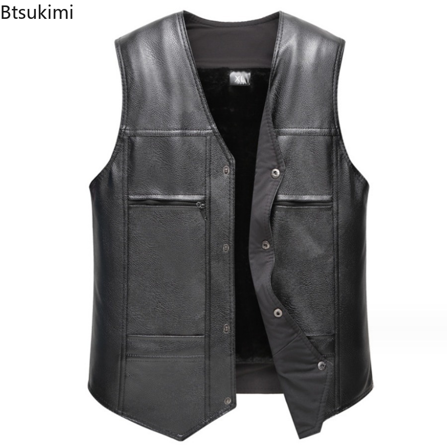 Autumn Winter New Men's Leathe - Leather Work Vest ulasan dan harga