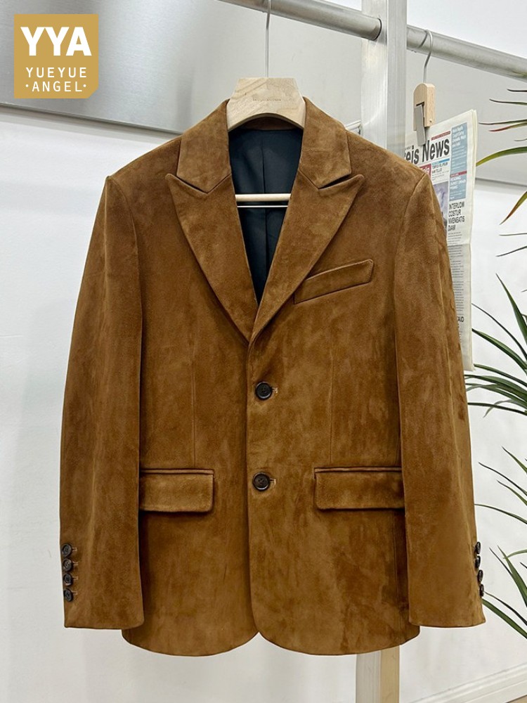Vintage Suede Sheepskin Elegan - Leather Work Jacket Mens ulasan dan harga
