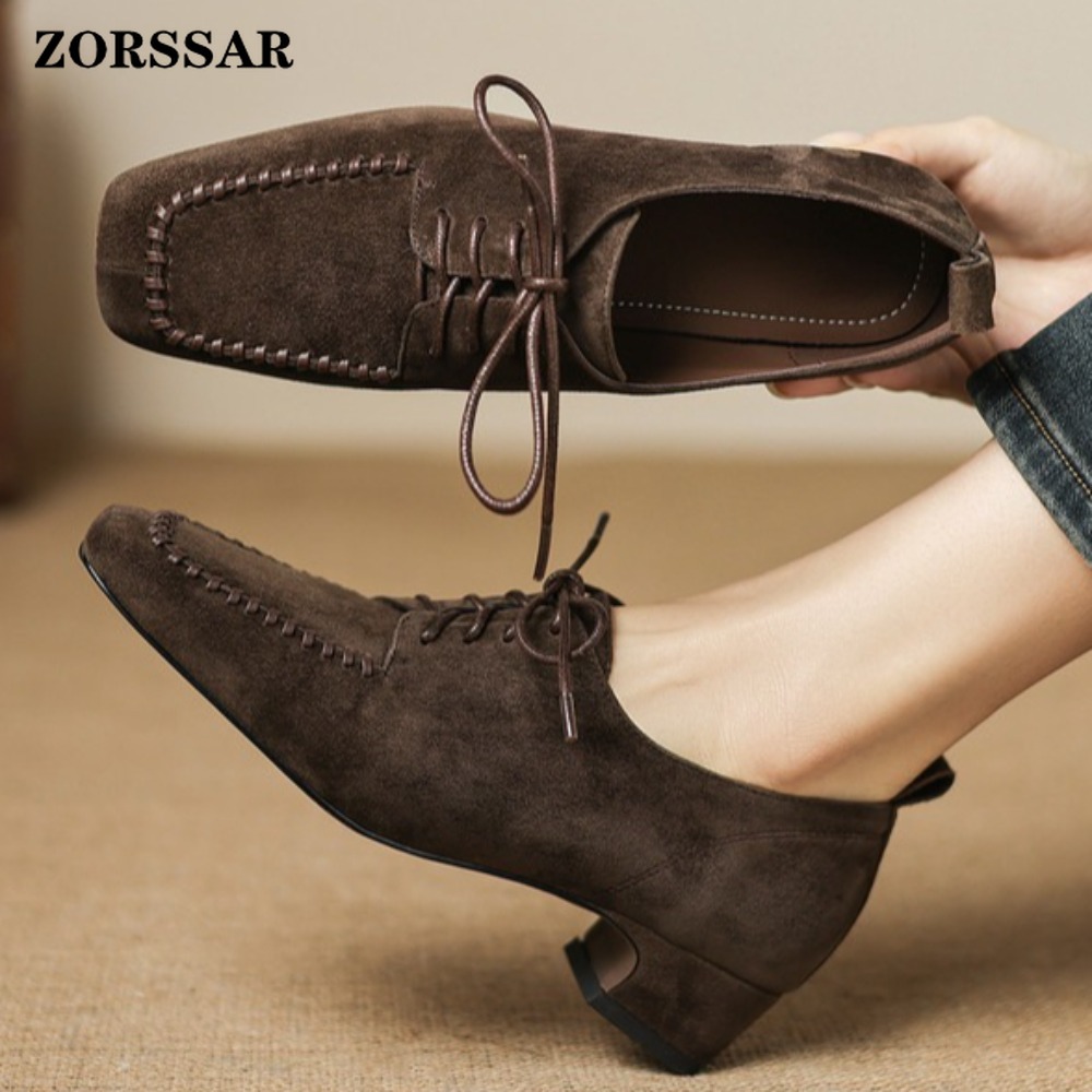 Women's Brown Suede Square Toe - Leather Work For Kids ulasan dan harga