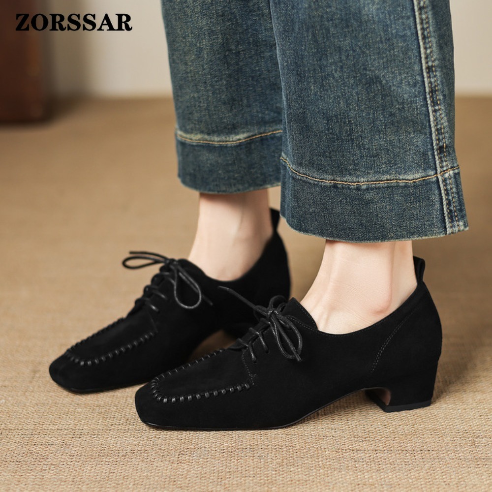 Women's Brown Suede Square Toe - Leather Work For Kids ulasan dan harga