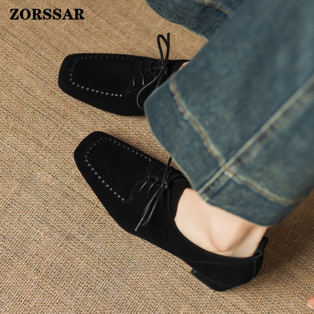 Women's Brown Suede Square Toe - Leather Work For Kids ulasan dan harga