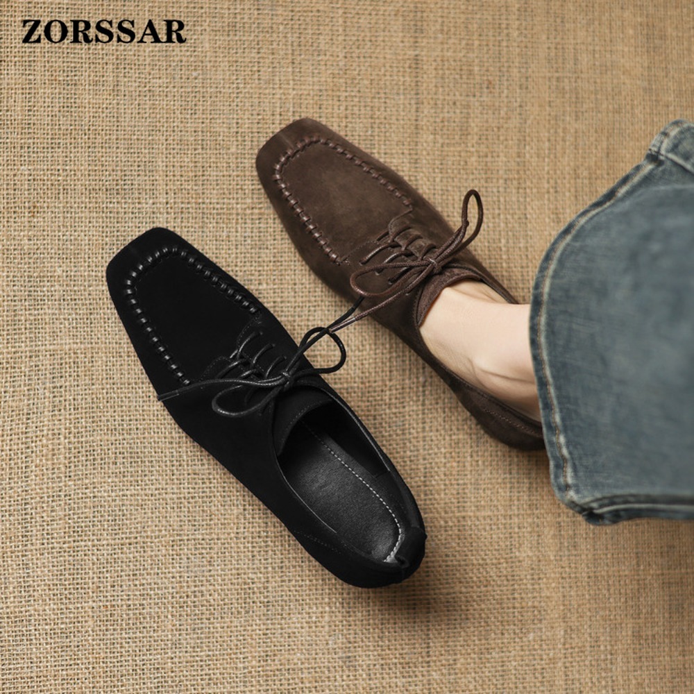 Women's Brown Suede Square Toe - Leather Work For Kids ulasan dan harga