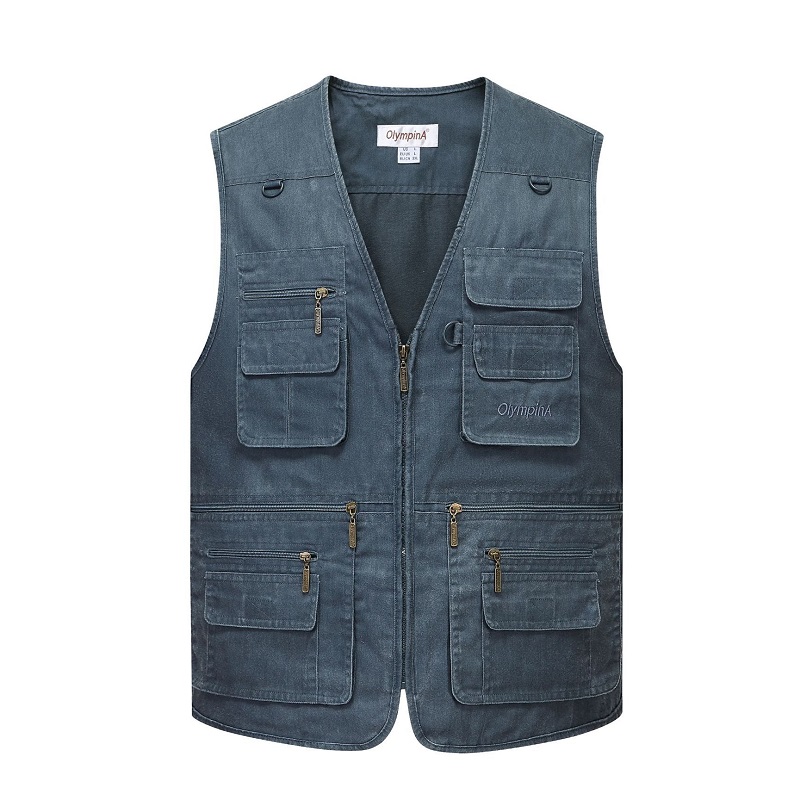Multi Pocket Men's Vest Zipper - Leather Work Vest ulasan dan harga