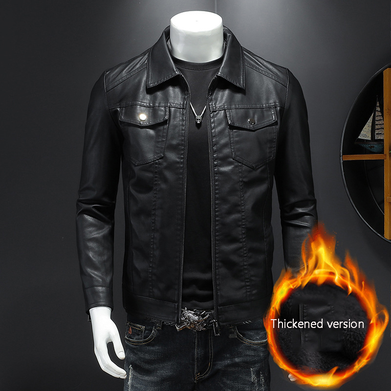 Men's Lapel Leather Jacket Aut - Leather Work Jacket Mens ulasan dan harga