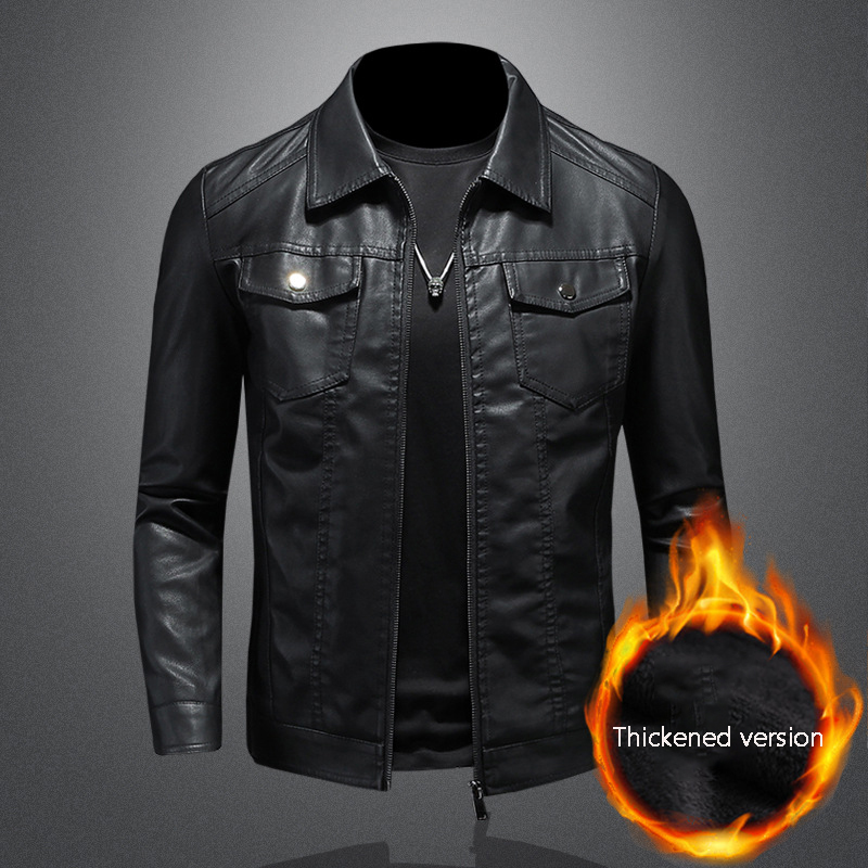 Men's Lapel Leather Jacket Aut - Leather Work Jacket Mens ulasan dan harga