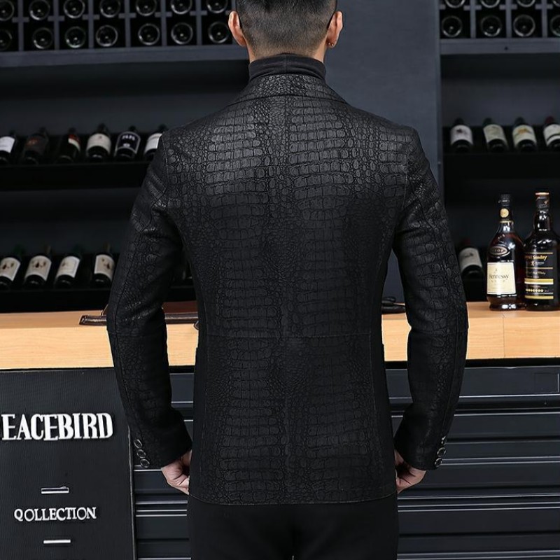 Autumn Business Men Sheepskin  - Leather Work Jacket Mens ulasan dan harga