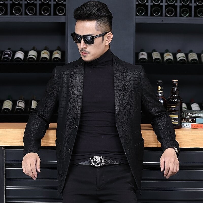 Autumn Business Men Sheepskin  - Leather Work Jacket Mens ulasan dan harga