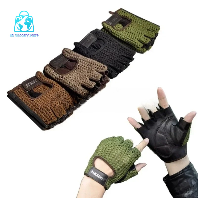 Leather Mesh Fingerless Gloves - Leather Work For Car ulasan dan harga