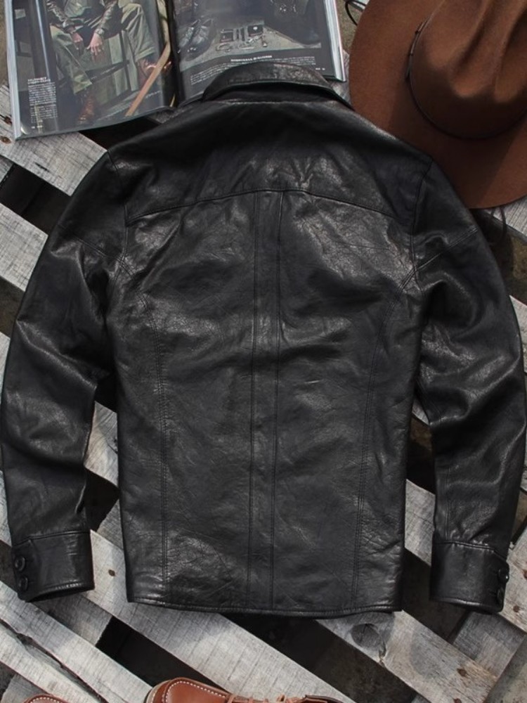 Punk Mens Genuine Leather Jack - Leather Work Jacket Mens ulasan dan harga