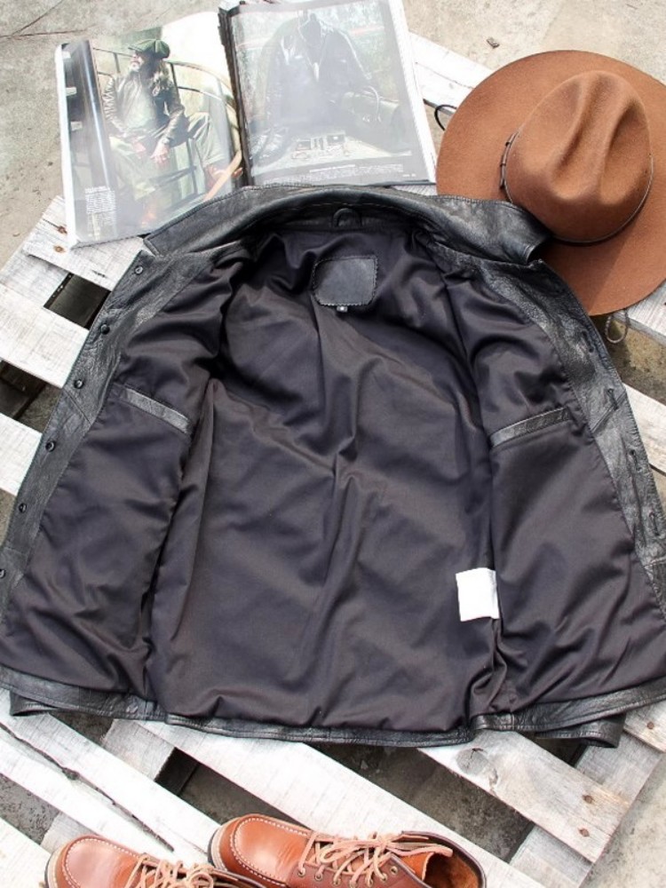 Punk Mens Genuine Leather Jack - Leather Work Jacket Mens ulasan dan harga
