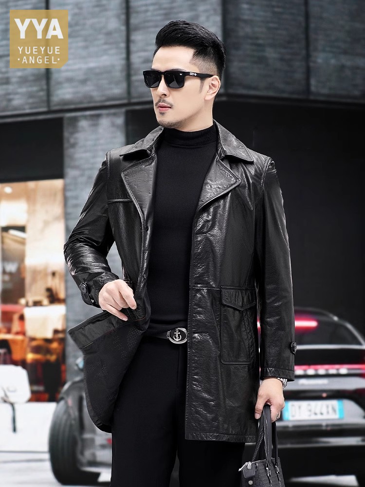 Luxury Men Business Work Slim  - Leather Work Jacket Mens ulasan dan harga