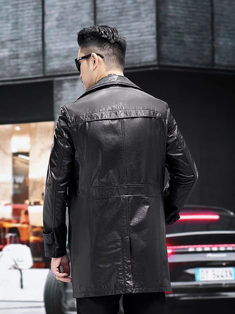Luxury Men Business Work Slim  - Leather Work Jacket Mens ulasan dan harga
