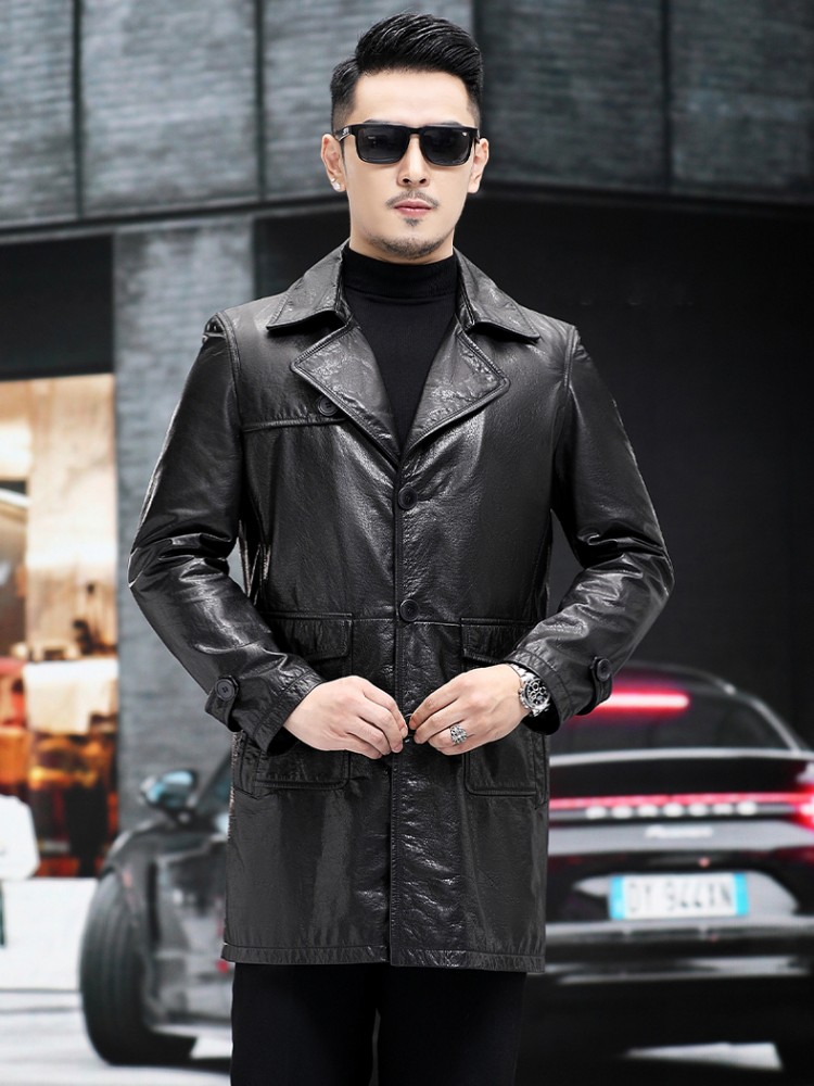 Luxury Men Business Work Slim  - Leather Work Jacket Mens ulasan dan harga