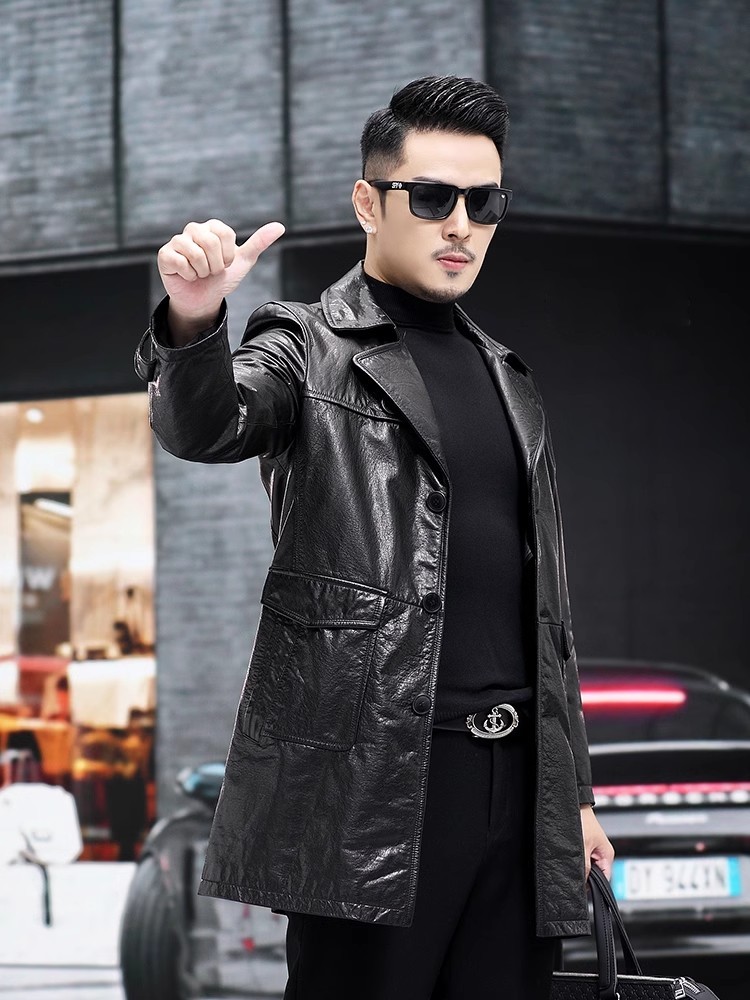 Luxury Men Business Work Slim  - Leather Work Jacket Mens ulasan dan harga