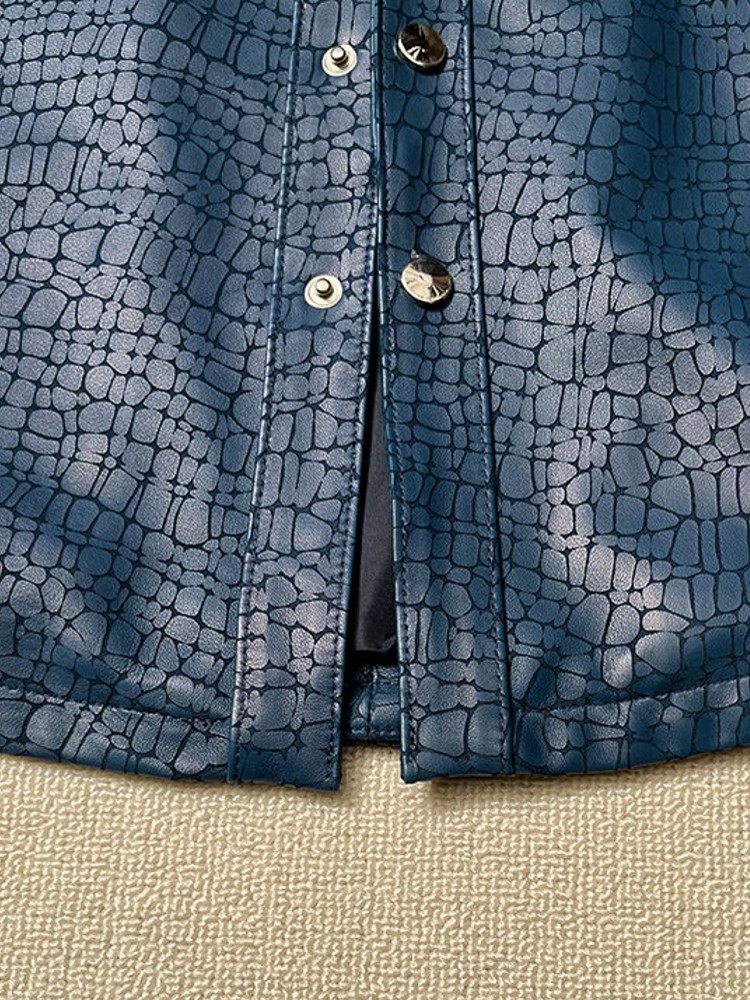 Men Spring Crocodile Pattern R - Leather Work Jacket Mens ulasan dan harga