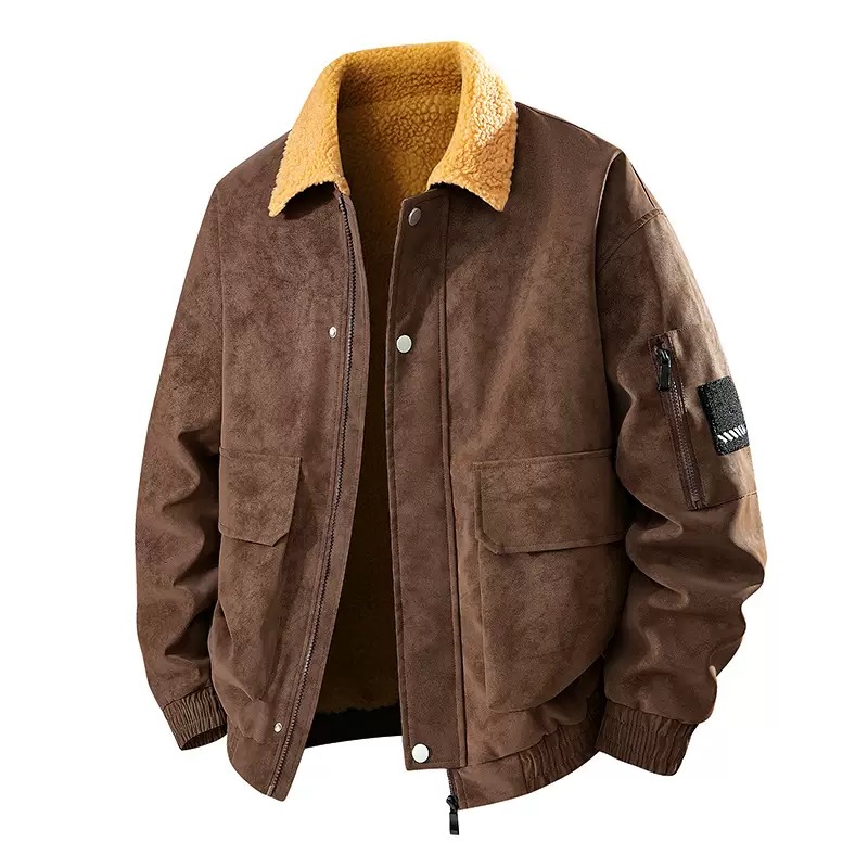 Men's Retro Thickened Warm PU  - Leather Work Jacket Mens ulasan dan harga