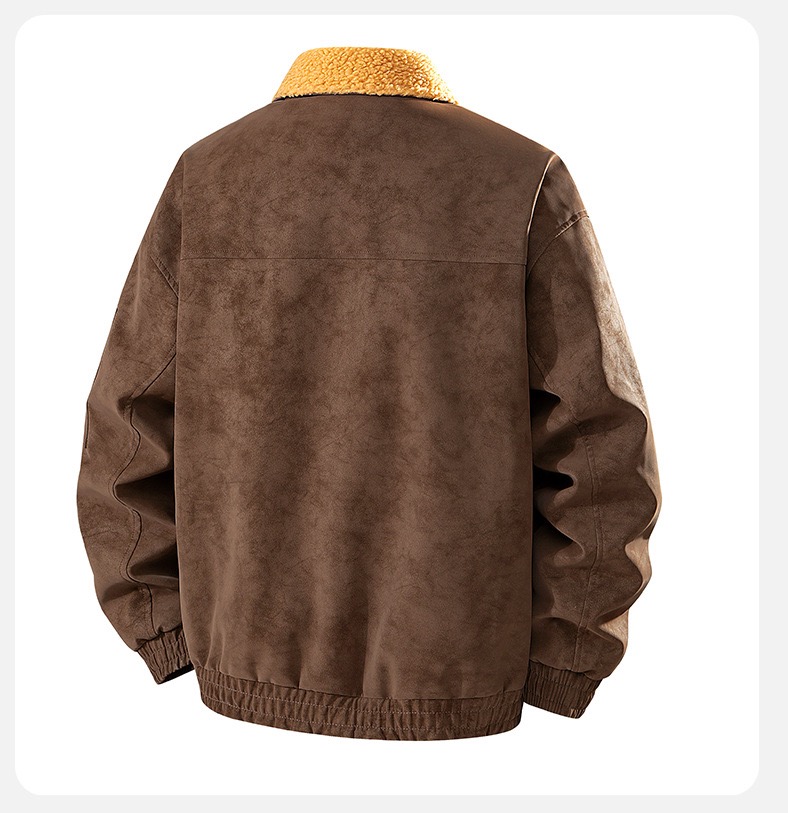 Men's Retro Thickened Warm PU  - Leather Work Jacket Mens ulasan dan harga