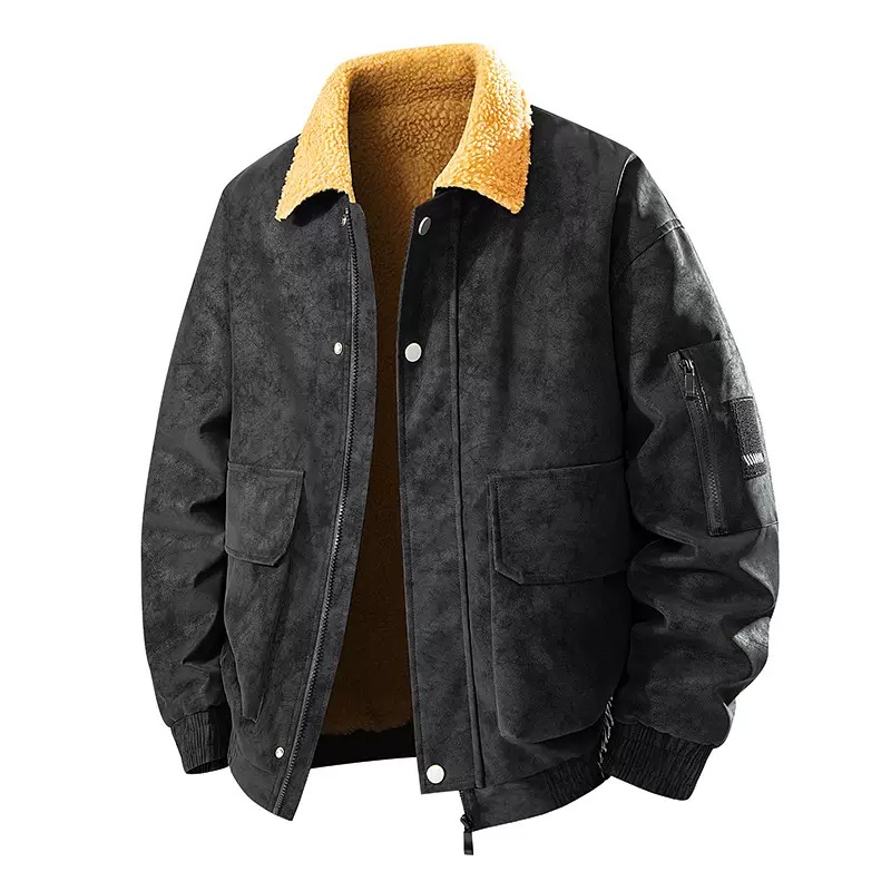 Men's Retro Thickened Warm PU  - Leather Work Jacket Mens ulasan dan harga