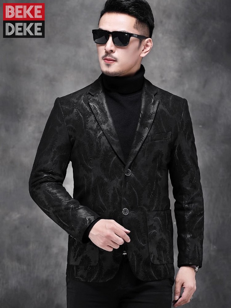 Business Men Work Slim Fit Rea - Leather Work Jacket Mens ulasan dan harga