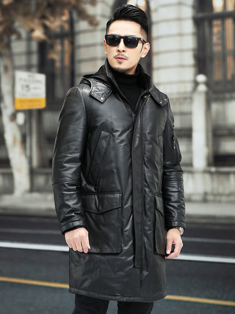 Winter Men Warm Cowhide Genuin - Leather Work Jacket Mens ulasan dan harga