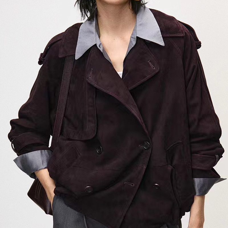 Real Suede Jacket Autumn Women - Leather Work For Kids ulasan dan harga